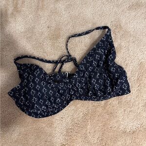 Athleta Navy Blue Patterned Bikini Top